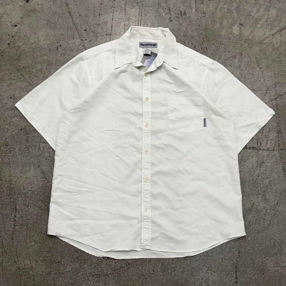 Vintage Y2K Billabong Surf White Button Up Shirt Large Shortsleeve Quiksilver